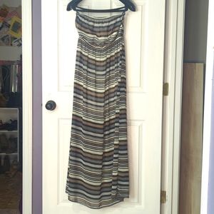 Strapless striped silky organza maxi dress ladies  size medium